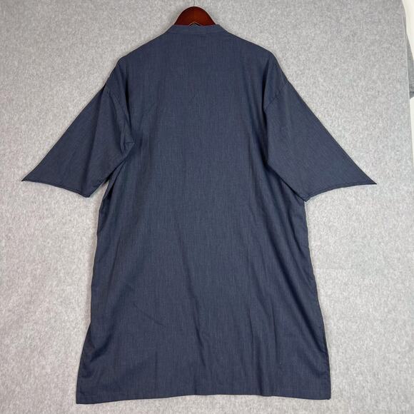 Eskandar Blue 100% Cotton Band Collar 3/4 Sleeve Button Up Tunic Size 1 - Picture 5 of 8